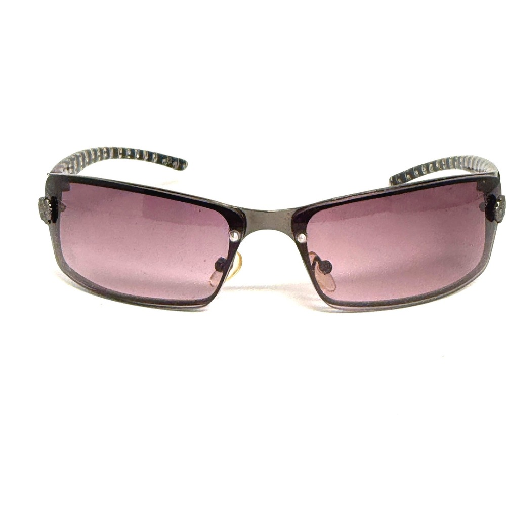 Vintage Y2K Shield Sunglasses‎ Purple Gradient Lens Greek Key Pattern Temples